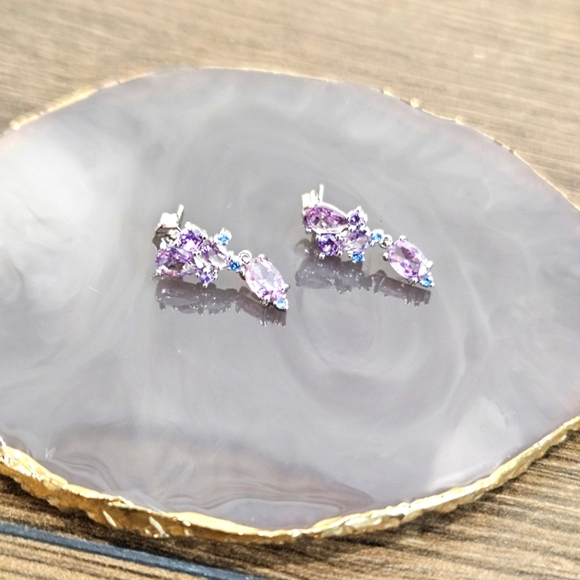 NEW Purple and Blue Silver Earrings - Picture 1 of 3